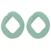 Maillon ovale torsadé en acrylique 39x34 mm - Sauge x1