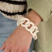 Maillon ovale torsadé en acrylique 39x34 mm - Sauge x1