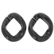 Maillon ovale torsadé en acrylique 39x34 mm - Noir x1