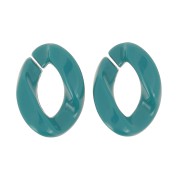 Maillon ovale torsadé en acrylique 29x21 mm - Bleu canard x1