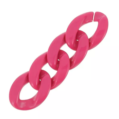 Maillon ovale torsadé en acrylique 29x21 mm - Rose bonbon x1