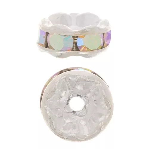 Rondelles Strass 6 mm - Argenté - Crystal AB x4