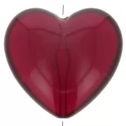 Perle coeur 26x27 mm en résine transparente - Rouge foncé x1