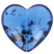 Perle coeur 26x27 mm en résine transparente - Bleu tacheté x1