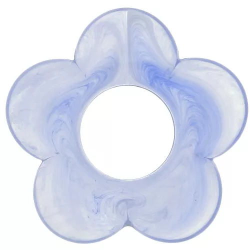 Pendentif fleur 21 mm en résine transparente - Bleu gris marbré x1