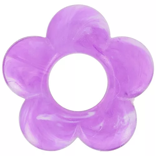 Pendentif fleur 21 mm en résine transparente - Prune marbré x1
