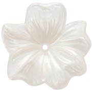 Pendentif Fleur 23 mm en résine transparente - Ivoire nacré x1