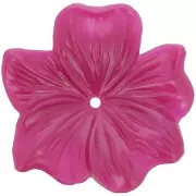 Pendentif Fleur  23 mm en résine opaque - Framboise x1