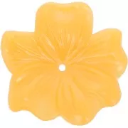 Pendentif Fleur  23 mm en résine opaque - Jaune orangé x1