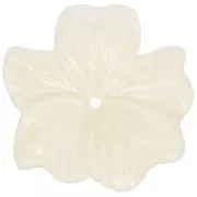 Pendentif Fleur  23 mm en résine opaque - Crème x1