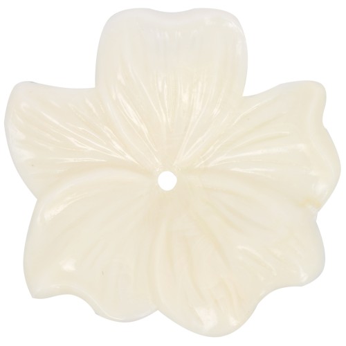 Pendentif Fleur 23 mm en résine opaque - Crème x1