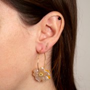 Pendentif Fleur  23 mm en résine opaque - Crème x1