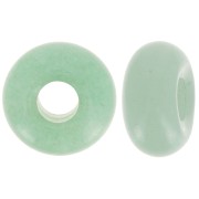 Perle ronde gros trou - donuts - 14 mm en pierre gemme - Aventurine x1