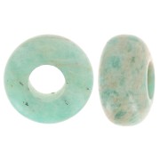 Perle ronde gros trou - donuts - 14 mm en pierre gemme - Amazonite x1|raw }}