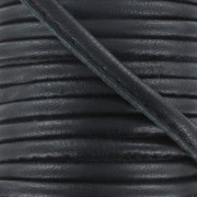 Cordon cuir surpiqué 4 mm - Noir x1m