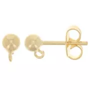 Clous d'oreilles boule 4 mm - Doré à l'or fin x20