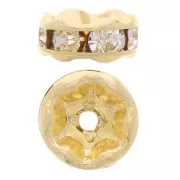 Rondelles Strass 6 mm - doré - Crystal x4