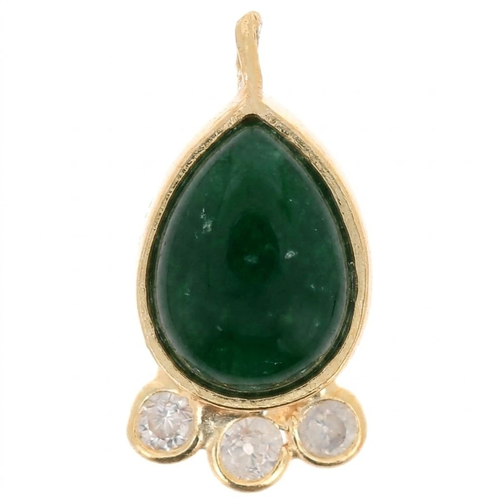 Pendentif Croix En Métal Doré Avec Oxydes Lumineux - XXe Siècle - État Très Correct