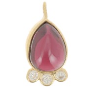 Pendentif goutte 14x7 mm  - pierre gemme et oxydes de zirconium - Doré - Grenat x1|raw }}