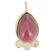 Pendentif goutte 14x7 mm - pierre gemme et oxydes de zirconium - Doré - Grenat x1