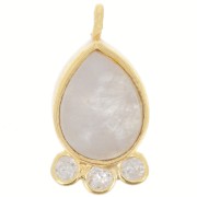 Pendentif goutte  14x7mm pierre gemme et oxydes de zirconium - Doré - Pierre de lune|raw }}