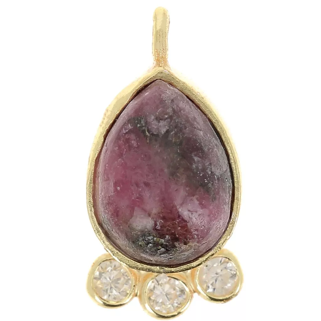 Pendentif Ancien Feuille Plaqué Or Et Zirconiums – Sans Marque