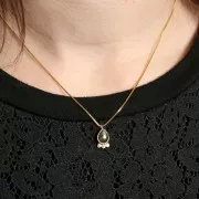 Pendentif goutte 14x7 mm - pierre gemme et oxydes de zirconium - Doré - Amazonite