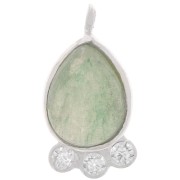 Pendentif goutte 14x7 mm  - gemme & oxydes de zirconium - Argent 925 - Aventurine|raw }}