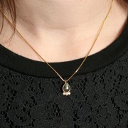 Pendentif goutte 14x7 mm  - gemme & oxydes de zirconium - Argent 925 - Apatite x1