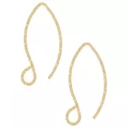 Crochets d'oreilles fil diamanté 21 mm - Argent 925 Doré à l'or fin x2