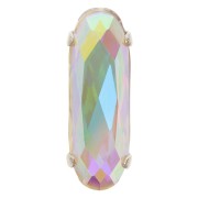 Cristal serti Aurora A4161 Long Classical Oval 15x5 mm - Rhodié - Crystal AB x1