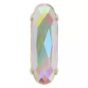 Cristal serti Aurora A4161 Long Classical Oval 15x5 mm - Rhodié - Crystal AB x1