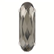 Cristal serti Aurora A4161 Long Classical Oval 15x5 mm - Rhodié - Black Diamond x1