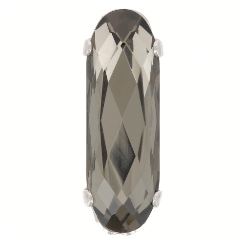 Cristal serti Aurora A4161 Long Classical Oval 15x5 mm - Rhodié - Black Diamond x1