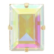 Cristal serti Aurora A4527 Step Cut Baguette 14x10 mm - Doré - Crystal AB x1