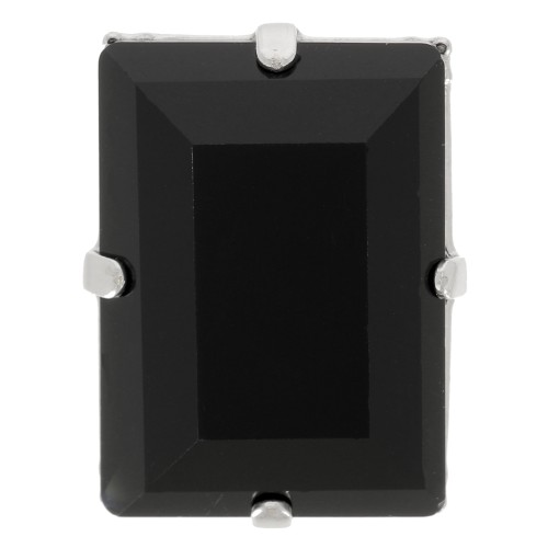 Cristal serti Aurora A4527 Step Cut Baguette 14x10 mm - Rhodié - Jet x1