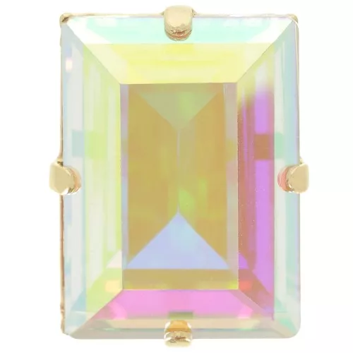 Cristal serti Aurora A4527 Step Cut Baguette 18x13 mm - Doré - Crystal AB x1