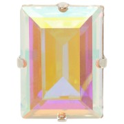 Cristal serti Aurora A4527 Step Cut Baguette 18x13 mm - Rhodié - Crystal AB x1