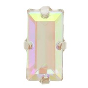 Cristal serti Aurora A4500 Baguette 10x5 mm - Rhodié - Crystal AB x1