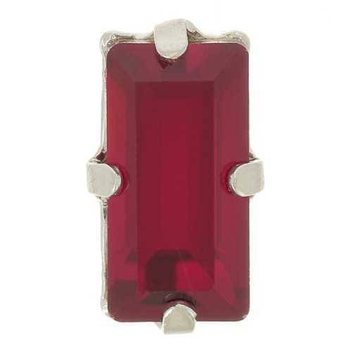 Cristal serti Aurora A4500 Baguette 10x5 mm - Rhodié - Ruby x1