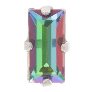 Cristal serti Aurora A4500 Baguette 10x5 mm - Rhodié - Crystal Vitrail Medium x1