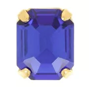 Cristal serti Aurora A4610 Step Cut Octagon 8x6 mm - Doré - Capri Blue x1