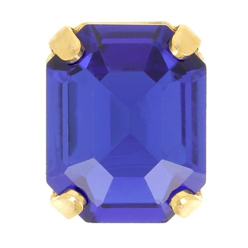 Cristal serti Aurora A4610 Step Cut Octagon 8x6 mm - Doré - Capri Blue x1