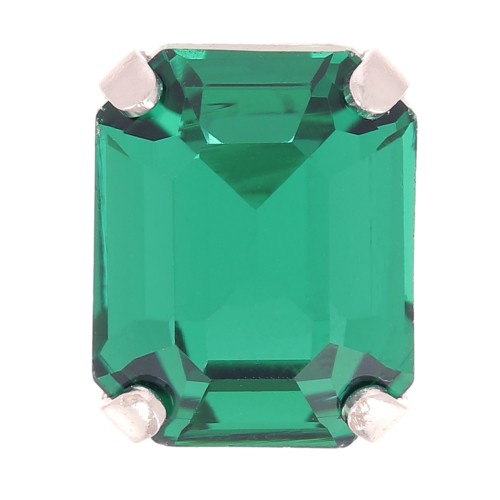 Cristal serti Aurora A4610 Step Cut Octagon 8x6 mm - Rhodié - Emerald x1