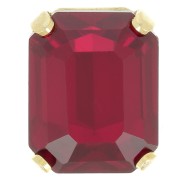 Cristal serti Aurora A4610 Step Cut Octagon 10x8 mm - Doré - Ruby x1
