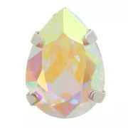 Cristal serti Aurora A4320 Drop 8x6 mm - Rhodié - Crystal AB x1