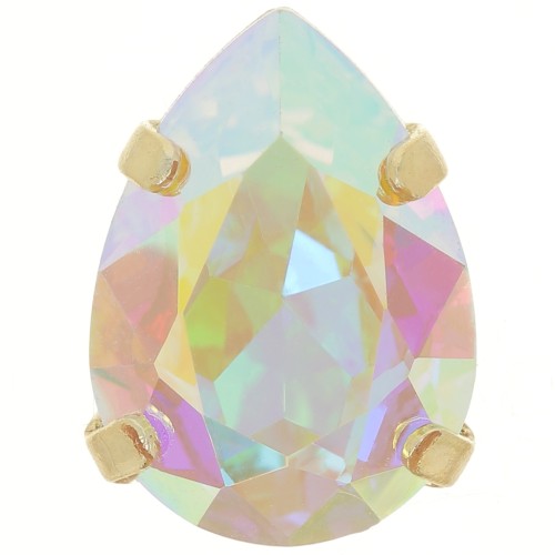 Cristal serti Aurora A4320 Drop 14x10 mm - Doré - Crystal AB x1