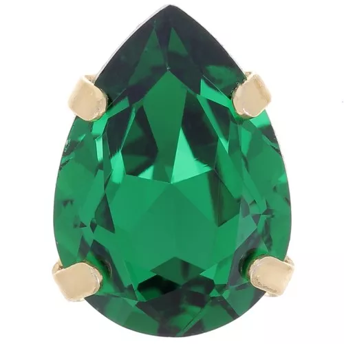 Cristal serti Aurora A4320 Drop 14x10 mm - Doré - Emerald x1