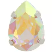 Cristal serti Aurora A4320 Drop 14x10 mm - Rhodié - Crystal AB x1