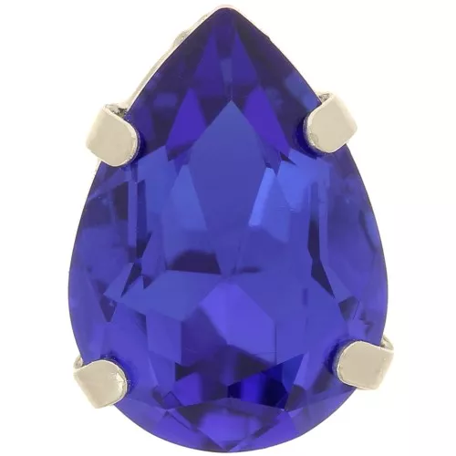 Cristal serti Aurora A4320 Drop 14x10 mm - Rhodié - Capri Blue x1